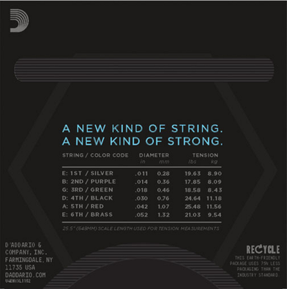 D'Addario Nickel Wound, Medium Top/ Heavy Bottom, 11-52 Electric Guitar Strings