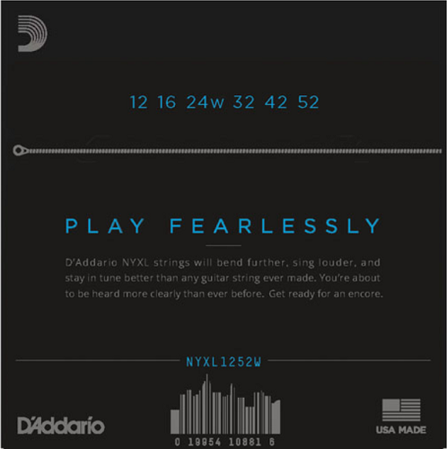 D'Addario Nickel Wound, Light Wound 3RD, 12-52  Electric Guitar Strings