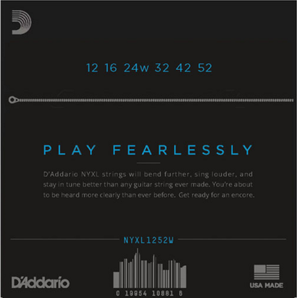 D'Addario Nickel Wound, Light Wound 3RD, 12-52  Electric Guitar Strings