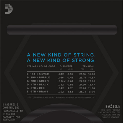D'Addario Nickel Wound, Light Wound 3RD, 12-52  Electric Guitar Strings