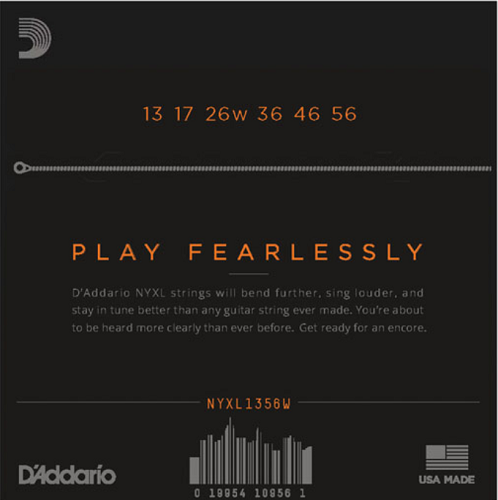 D'Addario Nickel Wound, Medium Wound 3RD, 13-56,  Electic Guitar Strings NYXL1356W