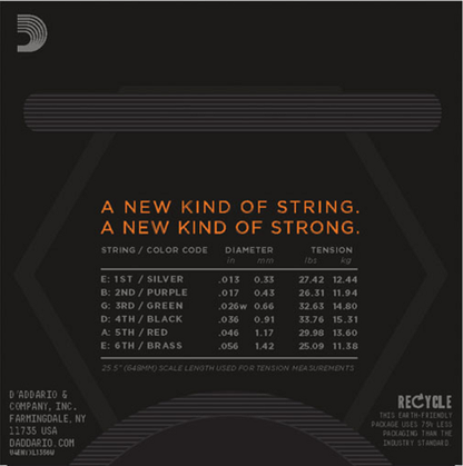 D'Addario Nickel Wound, Medium Wound 3RD, 13-56,  Electic Guitar Strings NYXL1356W