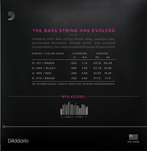D'Addario  Super Long Scale, REGULAR-Light, 45-100, Bass Guitar Strings