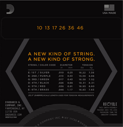 D'Addario NYXL Nickel Wound, Regular Light, Double Ball END, 10-46 Electric Guitar Strings