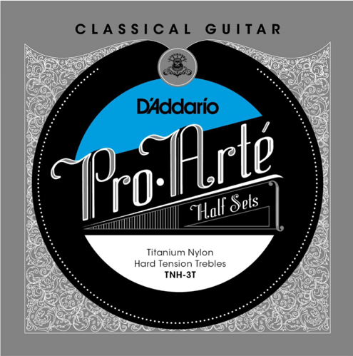 D'Addario Pro-Arte Titanium Nylon Treble, Hard Tension Half Set Classical Guitar Strings