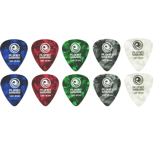 D'Addario Planet Assorted Pearl Celluloid Waves Guitar Pick - 10 Packs