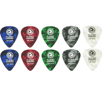 D'Addario Planet Assorted Pearl Celluloid Waves Guitar Pick - 10 Packs