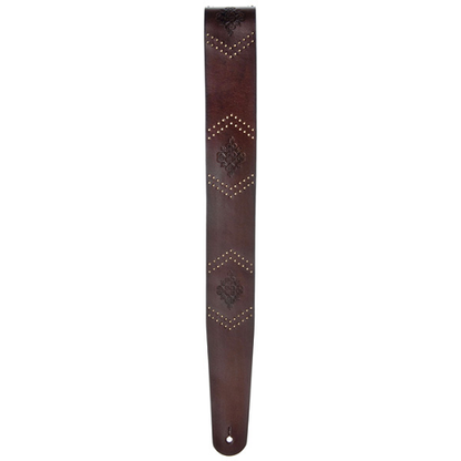 D'Addario Planet Waves Brown Embossed Studs Leather Strap