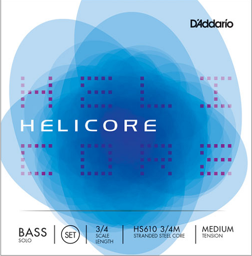 D'Addario Helicore Solo Double Bass String SET, 3/4 Scale, Medium Tension
