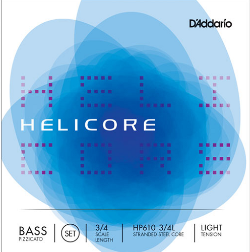 D'Addario Helicore Pizzicato Bass String SET, 3/4 Scale,  Light Tension