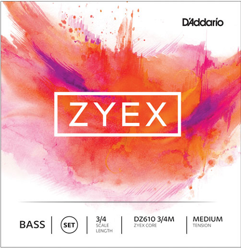 D'Addario  Zyex Double Bass String SET, 3/4 Scale, Medium Tension