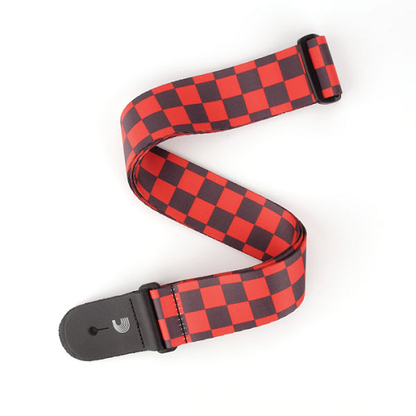 D'Addario Planet Waves Black and Red Large Checkerboard Woven Guitar Strap