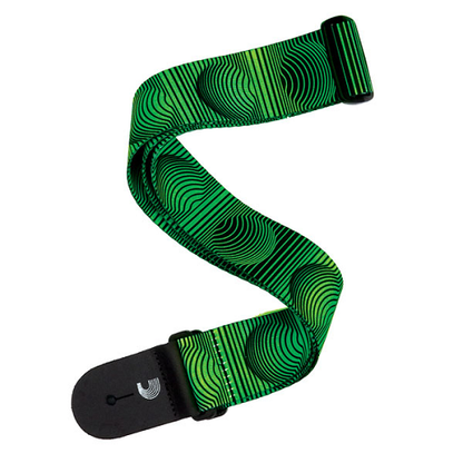 D'Addario Planet Waves Optical Art Green Orbs Polyester Woven Guitar Strap