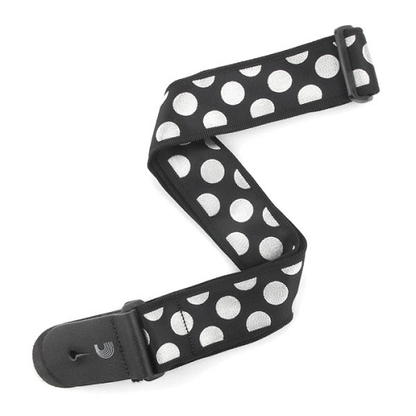 D'Addario Planet Waves Black W/ Silver Large Polka Dots Woven Guitar Strap