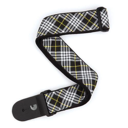 D'Addario Planet Waves Americana Woven Tartan - BLACK, White & Yellow Guitar Strap