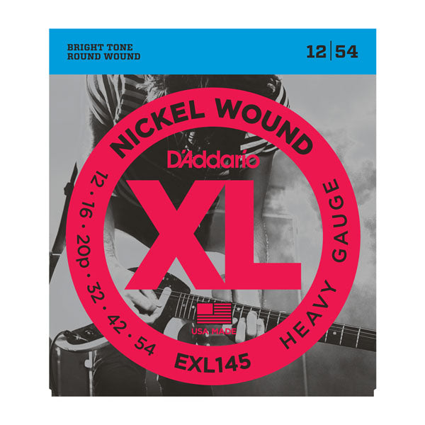 D'Addario  XL Nickel Round Wound, Heavy/PLAIN Guitar Strings, 12-54 EXL145