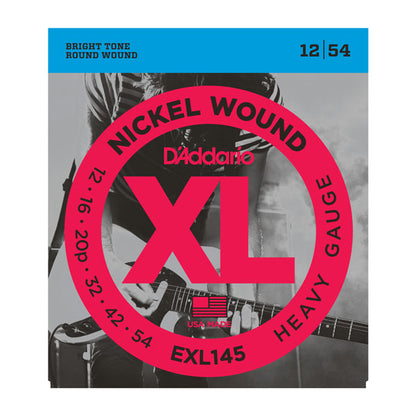D'Addario  XL Nickel Round Wound, Heavy/PLAIN Guitar Strings, 12-54 EXL145
