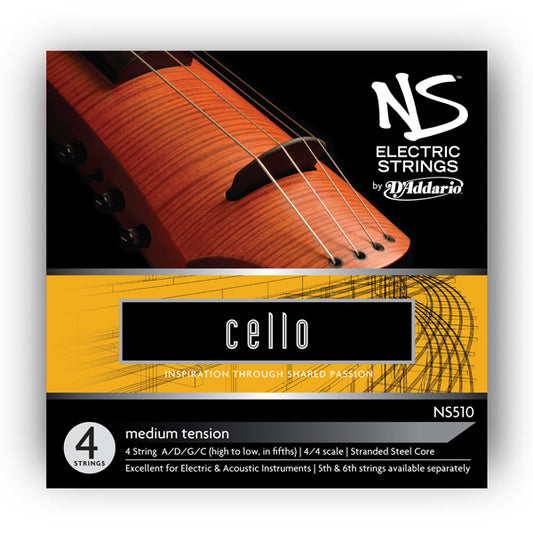 D'Addario  NS Electric Cello String SET, 4/4 Scale, Medium Tension