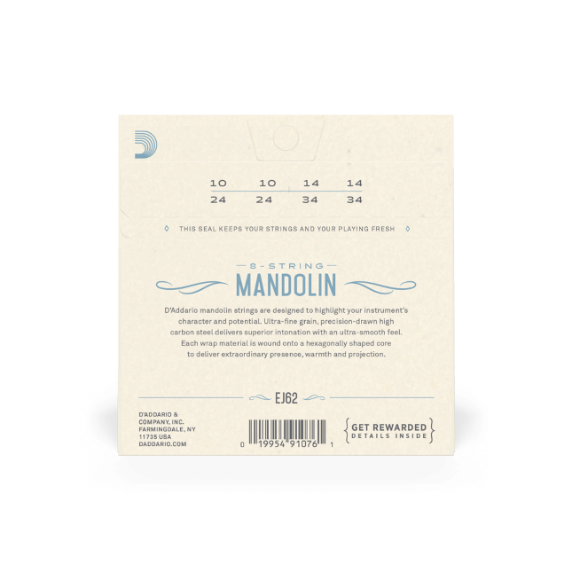 D'Addario  Mandolin Strings EJ62 80/20 Phosphor Bronze