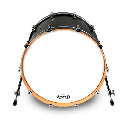 Evans EQ3 Coated White Bass Drum Head - NO Port - 18
