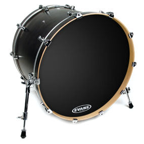 Evans EQ3 Black Bass Drum Head - NO Port - 20