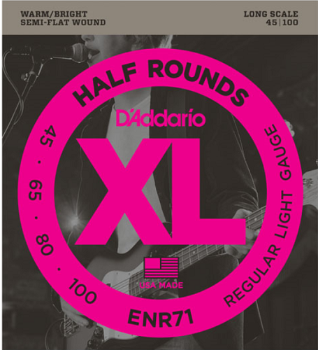 D'Addario Half Rounds, Regular Light, Long Scale, 45-100 Bass Guitar Strings