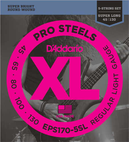 D'Addario Prosteels 5-String, Light, Super Long Scale, 45-130 Bass Guitar Strings