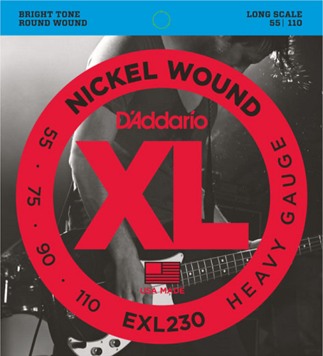 D'Addario Nickel Wound, Heavy, Long Scale, 55-110 Bass Guitar Strings